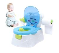 Entrenador de orinal para niños, inodoro para niños, orinal, con tapa y soporte de papel, ideal para niños inodoros (azul)