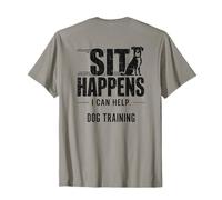 Entrenador de Perros Sit Happens I Can Help Funny Dog Training Back Camiseta