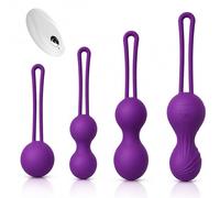 Entrenador de Suelo Pélvico para Mujeres con Control Remoto, Set de 4 Bolas Kegel de Silicona Suave para la Piel, con Función de Vibración, de Ligero a Pesado, para Control de la Vejiga y Ejercicios P