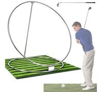 Entrenador de Swing de Golf, Ajuste de 10niveles, con 201 Anillos de Acero Inoxidable y tapete de Postura de 2mx2m, for canchas, hogares, Clubes y Salas de Entrenamiento