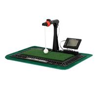 Entrenador de Swing de Golf con Pantalla Digital y Voz Auxiliar, Bola de Retorno automático de 360°, Altura Ajustable de 3 Engranajes, tapete de práctica Interior/Exterior para corrección