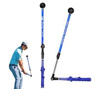 Entrenador de swing de golf, entrenador de swing de golf, ayuda portátil para entrenamiento de golf, con barra giratoria telescópica para entrenamiento de fuerza, ritmo y pelota de golf (mano derecha)