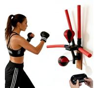 Entrenador de velocidad de boxeo eléctrico con barra de reflejo montada en la pared, 2 bolsas de velocidad, 4 brazos de reacción, altura y velocidad ajustables para gimnasio en casa