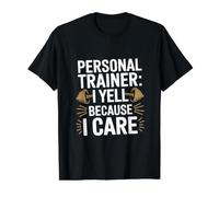 Entrenador Personal Yell Because I Care Camiseta gráfica económica, Hombre, Negro, XL