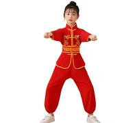 Entrenamiento chino Artes Marciales Tradicionales Wing Chun Trajes Conjunto, rojo, 7-8 años