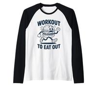 Entrenamiento para Comer Fuera Divertido Correr Hamburguesa Camiseta Manga Raglan