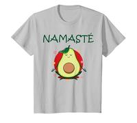 Entrenamiento Vegano y Vegetariano de Aguacate Namaste Camiseta, Niños, Plata, 6 años