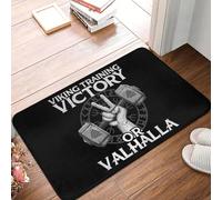 Entrenamiento Vikingo 3D Victory Or Valhalla Alfombra Alfombra Base para los Pies, Poliéster Antideslizante Raspado de Arena Entrada Cocina Dormitorio - 40x60cm