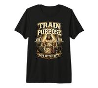 Entrenar con propósito Oración Cristiana Halterofilia Camiseta Premium