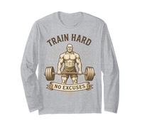 Entrenar Duro Sin Excusas Fitness Motivación Manga Larga