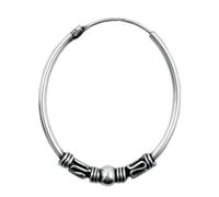 ENTREPLATA Aro de Plata 925 Estilo Bali Ovalado - Pendiente Criolla Piercing Unisex Hecho a Mano de 22 x 25 mm - Diseño Étnico Artesanal en Plata de Ley - Modelo 2