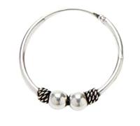 ENTREPLATA Aro de Plata 925 Estilo Bali - Pendiente Criolla Piercing Unisex Hecho a Mano de 18 mm - Diseño Étnico Artesanal en Plata de Ley - Modelo 33