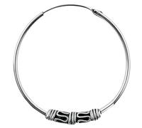 ENTREPLATA Aro de Plata 925 Estilo Bali - Pendiente Criolla Piercing Unisex Hecho a Mano de 25 mm - Diseño Étnico Artesanal en Plata de Ley - Modelo 24