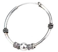 ENTREPLATA Aro de Plata 925 Estilo Bali - Pendiente Criolla Piercing Unisex Hecho a Mano de 25 mm - Diseño Étnico Artesanal en Plata de Ley - Modelo 36