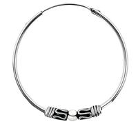 ENTREPLATA Aro de Plata 925 Estilo Bali - Pendiente Criolla Piercing Unisex Hecho a Mano de 30 mm - Diseño Étnico Artesanal en Plata de Ley - Modelo 25