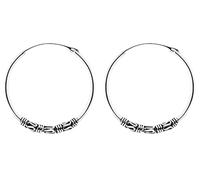 ENTREPLATA Aros de Plata 925 Estilo Bali - Par de Pendientes Criollas Piercing Unisex Hechos a Mano de 30 mm - Diseño Étnico Artesanal en Plata de Ley - Modelo 10