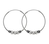ENTREPLATA Aros de Plata 925 Estilo Bali - Par de Pendientes Criollas Piercing Unisex Hechos a Mano de 50 mm - Diseño Étnico Artesanal en Plata de Ley - Modelo 12