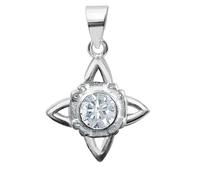 ENTREPLATA Colgante de Plata de Ley 925 Mujer Amuleto de Protección Magia Blanca para Collar Simbolo Celta Circonita Nudo de la Bruja 20 mm.