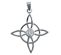 ENTREPLATA Colgante Plata de Ley 925 Mujer Amuleto de Protección Magia Blanca para Collar Gargantilla Simbolo Celta Circonita Nudo de la Bruja 30 mm.
