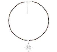 ENTREPLATA Collar de Piedra Natural Turmalina con Colgante de Plata de Ley 925 Nudo de Bruja Mujer Magia Blanca Celta Protección Hechizos Wicca Amuleto Multicolor