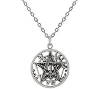 ENTREPLATA Collar de Plata de Ley 925 con Colgante Tetragramatron Gargantilla Original Cadena para Señora Mujer Chica Joven Niña con Charm Tetragramaton 14 mm.