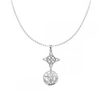 ENTREPLATA Collar Plata de Ley 925 Doble Protección - Amuleto Hecho a Mano para Mujer - Joya Espiritual con Charm de Magia Blanca Colgante Nudo de Bruja y Tetragramaton - 45 cm