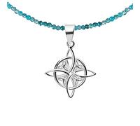 ENTREPLATA Collar Turquesa Tonalidad Azul Verdoso Colgante de Plata de Ley 925 Piedra Preciosa Brillante para Mujer Magia Blanca Celta Protección Wicca Verde Azulado Nudo de Bruja