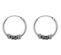 ENTREPLATA Dos Aros de Plata 925 Estilo Bali - Par de Pendientes Criollas Piercing Unisex Hechos a Mano de 10 mm - Diseño Étnico Artesanal en Plata de Ley - Modelo 8