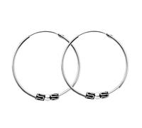 ENTREPLATA Dos Aros de Plata 925 Estilo Bali - Par de Pendientes Criollas Piercing Unisex Hechos a Mano de 16 mm - Diseño Étnico Artesanal en Plata de Ley - Modelo 29