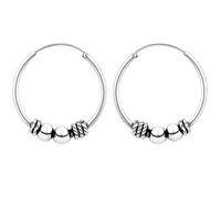 ENTREPLATA Dos Aros de Plata 925 Estilo Bali - Par de Pendientes Criollas Piercing Unisex Hechos a Mano de 20 mm - Diseño Étnico Artesanal en Plata de Ley - Modelo 17