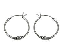 ENTREPLATA Dos Aros de Plata 925 Estilo Bali - Par de Pendientes Criollas Piercing Unisex Hechos a Mano de 18 mm - Diseño Étnico Artesanal en Plata de Ley - Modelo 40