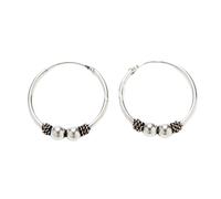 ENTREPLATA Dos Aros de Plata 925 Estilo Bali - Par de Pendientes Criollas Piercing Unisex Hechos a Mano de 18 mm - Diseño Étnico Artesanal en Plata de Ley - Modelo 33