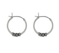 ENTREPLATA Dos Aros de Plata 925 Estilo Bali - Par de Pendientes Criollas Piercing Unisex Hechos a Mano de 18 mm - Diseño Étnico Artesanal en Plata de Ley - Modelo 42