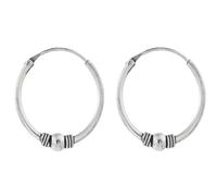 ENTREPLATA Dos Aros de Plata 925 Estilo Bali - Par de Pendientes Criollas Piercing Unisex Hechos a Mano de 14 mm - Diseño Étnico Artesanal en Plata de Ley - Modelo 27