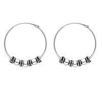 ENTREPLATA Dos Aros de Plata 925 Estilo Bali - Par de Pendientes Criollas Piercing Unisex Hechos a Mano de 20 mm - Diseño Étnico Artesanal en Plata de Ley - Modelo 4