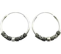 ENTREPLATA Dos Aros de Plata 925 Estilo Bali - Par de Pendientes Criollas Piercing Unisex Hechos a Mano de 14 mm - Diseño Étnico Artesanal en Plata de Ley - Modelo 41