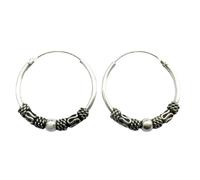ENTREPLATA Dos Aros de Plata 925 Estilo Bali - Par de Pendientes Criollas Piercing Unisex Hechos a Mano de 18 mm - Diseño Étnico Artesanal en Plata de Ley - Modelo 32