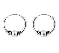 ENTREPLATA Dos Aros de Plata 925 Estilo Bali - Par de Pendientes Criollas Piercing Unisex Hechos a Mano de 12 mm - Diseño Étnico Artesanal en Plata de Ley - Modelo 9