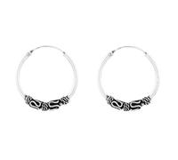 ENTREPLATA Dos Aros de Plata 925 Estilo Bali - Par de Pendientes Criollas Piercing Unisex Hechos a Mano de 20 mm - Diseño Étnico Artesanal en Plata de Ley - Modelo 34