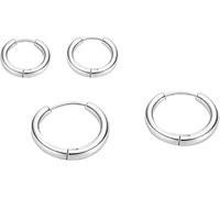 ENTREPLATA Dos Pares de Pendientes Aro Acero Inoxidable 316L - Cierre de Bisagra - Hipoalergénicos y Resistentes - Pack de 2 Pares Aros 8 y 12 mm