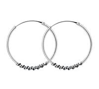 ENTREPLATA Par de Aros de Plata 925 Estilo Bali - Dos Pendientes Criollas Piercing Unisex Hechos a Mano de 25 mm - Diseño Étnico Artesanal en Plata de Ley - Modelo 18