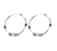 ENTREPLATA Par de Aros de Plata 925 Estilo Bali - Dos Pendientes Criollas Piercing Unisex Hechos a Mano de 25 mm - Diseño Étnico Artesanal en Plata de Ley - Modelo 36