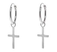 ENTREPLATA Pendientes Aro de Plata 925 con Colgante Unisex Criollas de 12 mm con Charm Joyas Modernas para Hombre y Mujer Aro Cruz