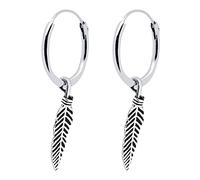ENTREPLATA Pendientes Aros de Plata 925 Unisex con Plumita Colgante Diseño Moderno Antialérgico Freedom Feather Criollas con Charm Pluma