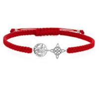 ENTREPLATA Pulsera de Macramé Hilo Rojo con Colgantes de Plata de Ley 925 Amuletos Celtas Doble Protección Suerte Amor y Amistad Nudo de Bruja y Tetragramaton