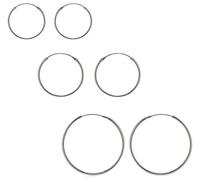 ENTREPLATA Set de 3 Pares de Pendientes Aro Plata de Ley 925 Unisex - Pack Aretes Unisex Elegantes Mujer y Hombre - Joyas Hechas en España - Lote Criollas 12 mm 14 mm y 16 mm