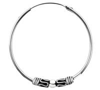 ENTREPLATA Un Aro de Plata 925 Estilo Bali - 1 Pendiente Criolla Piercing Unisex Hecho a Mano de 16 mm - Diseño Étnico Artesanal en Plata de Ley - Modelo 7