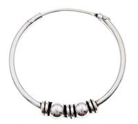 ENTREPLATA Un Aro de Plata 925 Estilo Bali - Pendiente Criolla Piercing Unisex Hecho a Mano de 20 mm - Diseño Étnico Artesanal en Plata de Ley - Modelo 35