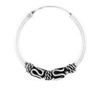 ENTREPLATA Un Aro de Plata 925 Estilo Bali - Pendiente Criolla Piercing Unisex Hecho a Mano de 20 mm - Diseño Étnico Artesanal en Plata de Ley - Modelo 34