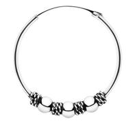 ENTREPLATA Un Aro de Plata 925 Estilo Bali - Pendiente Criolla Piercing Unisex Hecho a Mano de 20 mm - Diseño Étnico Artesanal en Plata de Ley - Modelo 6